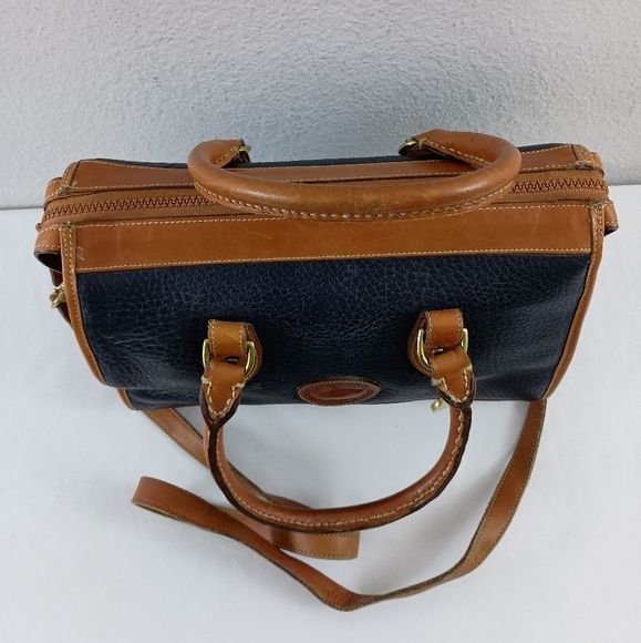 Dooney & Bourke Vintage AWL Navy Zip Top Large Satchel Crossbody - Picture 5 of 12